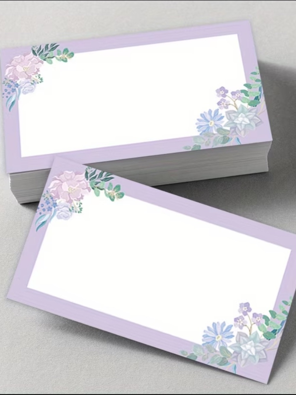 50pc Purple Floral Blank Cards